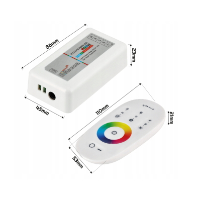 Ovladač LED RGB RGBW dálkové ovládání rádiový ovladač pro LED pásky 18A dotykový RF