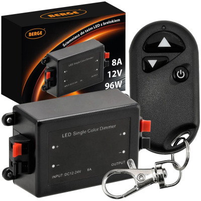 Stmívač LED ovladače pro pásky 12V 24V MONO regulátor s dálkovým ovládáním 8A 96W
