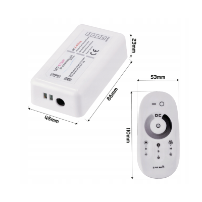 Stmívač LED pásků 12V 24V MONO dotykový dálkový ovladač 18A ovladač