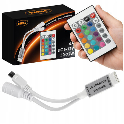 Dálkové ovládání LED pro RGB pásky, vícebarevný infračervený ovladač 72W