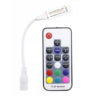 Dálkové ovládání pro RGB LED pásky 6A 72W 5-24V 12V Více funkcí Rádiové