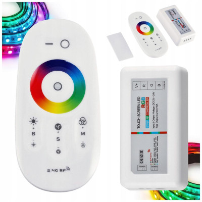 Dálkové ovládání pro RGB LED pásky s dotykovým ovládáním, více funkcí pro LED pásky, max. 216 W
