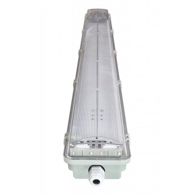 BERGE Hermetické svítidlo s odrážečem světla T8 2x120cm IP65 ver3 + 2x LED trubice 18W neutrální bílá SADA